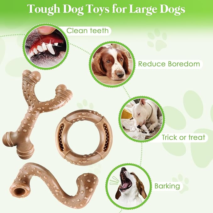 Dog Toys for Aggressive Chewers: 3 Packs Tough Dog Toy - Dog Toys for Large - Dog Chew Toys