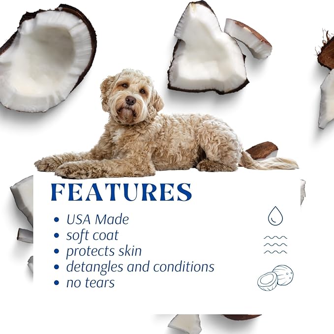 Dog Shampoo and Conditioner Aloe Oatmeal + Coconut 16 fl oz - Natural Dog Shampoo Sensitive Skin Dog Breeds, Moisturising, Dog Shampoo for Smelly Dogs, Goldendoodles