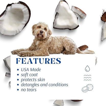 Dog Shampoo and Conditioner Aloe Oatmeal + Coconut 16 fl oz - Natural Dog Shampoo Sensitive Skin Dog Breeds, Moisturising, Dog Shampoo for Smelly Dogs, Goldendoodles