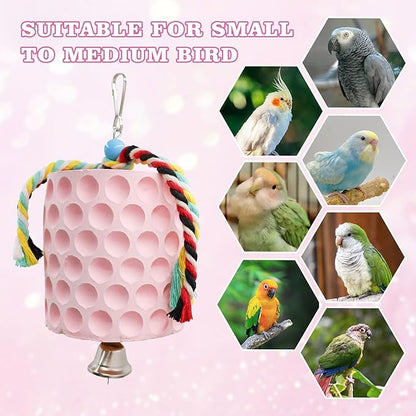 Bird Beak Grinding Stone, Parrot Chew Toys with Bells, Bird Toys, Cage Accessories for African Grey, Amazon Parrots, Budgies, Cockatiels, Lovebirds, Conures, Quakers, Small to Medium Birds