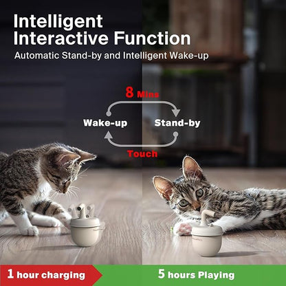 Cat Laser Toys, Automatic Cat Laser Toy Tumbler Design, Rechargeable Cat Laser Pointer 360°Irregular Rotation, 3 Modes Interactive Cat Toy for Indoor Cats of All Ages and Sizes (Beige)