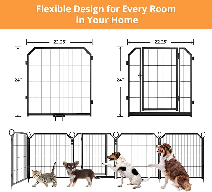 Dog Playpen Portable Extra Large 16 Panels 24" Height Adjustable with Gate, Perfect for Puppies and Small Dogs, Easy to Store, Customizable Layout for Indoor, Yard, RV Campingï¼_ence partition