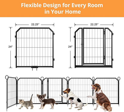 Dog Playpen Portable Extra Large 16 Panels 24" Height Adjustable with Gate, Perfect for Puppies and Small Dogs, Easy to Store, Customizable Layout for Indoor, Yard, RV Campingï¼_ence partition