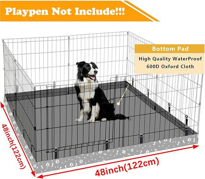 Dog Playpen Square Bottom Pad Fits for 48 Inch 8 Panels Metal Exercise Pet Playpen, Dog Crate Pad Puppy Playpen Pad, Elastic Buckles Connections.(Note: Playpen Not Included) -Gray
