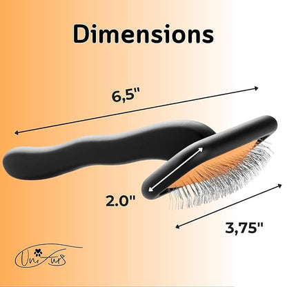 Black Dog Slicker Brush for Shedding & Grooming | Fluff & Volumize | Soft Bristles & Vented Cushion | Matt Rubberized Paint | Grippy Handle | Dog & Cat Brush | Wire Brush | Orange Details