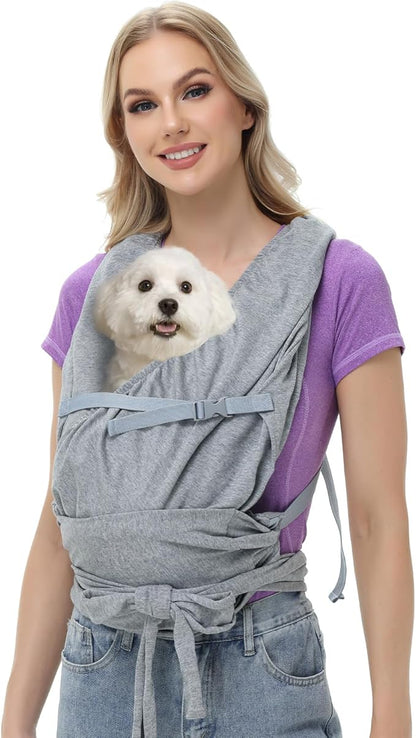 Dog Sling Carrier for Small Dogs, Front Dog Carrier, Anti-Anxiety Cat Sling, Puppy Pouch, Small Dog Carrier, Hands Free, Size Adjustable Shoulder Pet Carrier, Reducing Back Pain