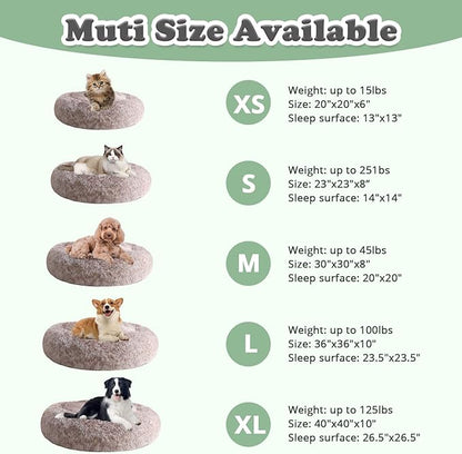 JOLLYVOGUE Dog Beds, Calming Small Dog Bed, Anti-Anxiety Dog Bed for Small Dogs, Fluffy Donut Dog Bed, Cozy Dog Cat Cushion Bed for Small Medium Dogs (24")