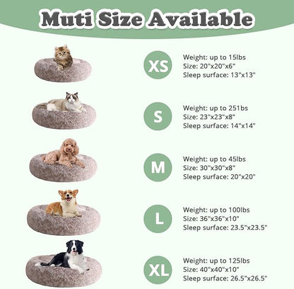 JOLLYVOGUE Dog Beds, Calming Small Dog Bed, Anti-Anxiety Dog Bed for Small Dogs, Fluffy Donut Dog Bed, Cozy Dog Cat Cushion Bed for Small Medium Dogs and Cats (20")