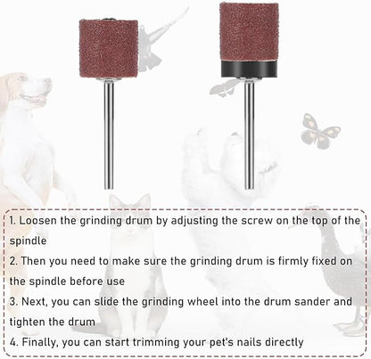 34pcs Dog Nail Grinder Pet Nail Grinder for Dogs Replacement Kit Sanding Drum Set with Grit Sanding Bands Pet Nail Smoother Dog Claw Care Rotary Tool Kit Dog Claw Trimmer Tools (120 Grit +80 Grit)