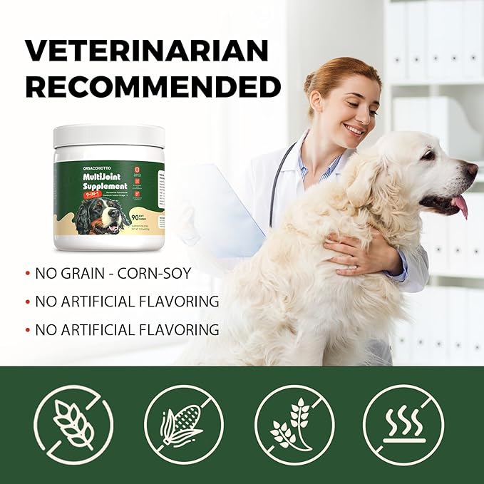 Hip & Joint Supplement for Dogs with Glucosamine (90 Chews) - with Omega-3 - MSM, Collagen - 9 in 1 Advanced Mobility Chews Relieve Joint Pain, Improve Mobility & Flexibility - All Breeds & Ages