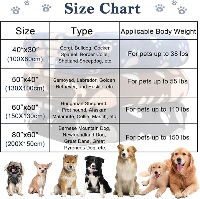 Dog Blanket, Soft Fleece Dog Blankets for Extra Large Dogs, Fluffy Flannel Pet Cat Puppy Blanket Mat Cover for Bed Couch, Cute Paw Print Throw Blanket for Dogs, Black 80"X60"