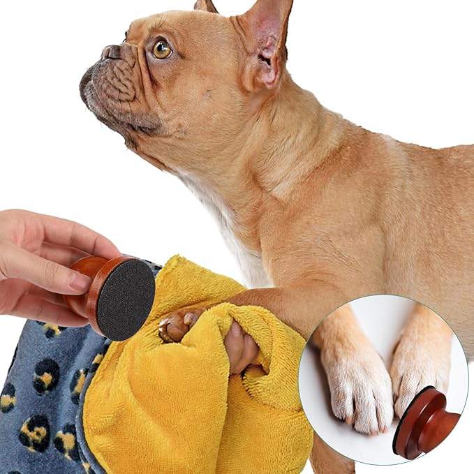 Dog Nail File, Wooden Dog Nail Scraper Dog Scratch Pad with 7pcs Replaceable Sandpaper & Cleaning Brush Stress Free Dog Nails Grinder Board Trimmer for Pets Dogs Cats