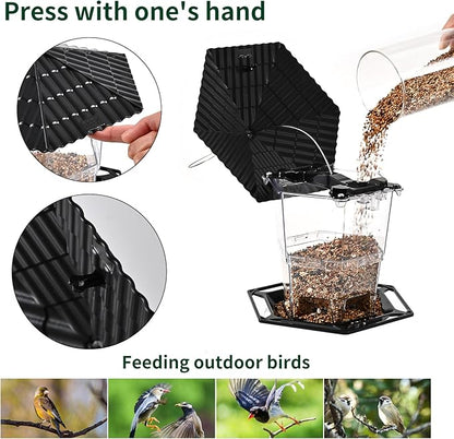 Bird Feeders for Outdoors Hanging Birds Feeder Wild Birds Seed, Black 2 Pack B