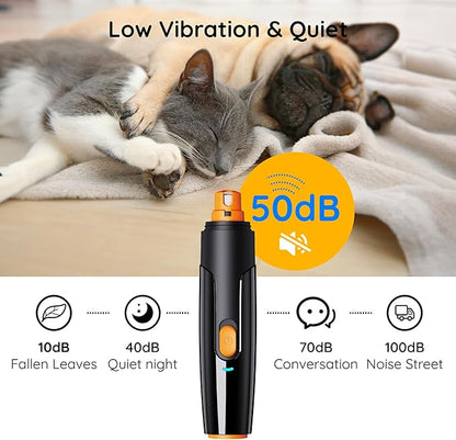 Bonve Pet Nail Grinder for Dogs - Electric Dog Nail Trimmers with 2 LED Lights Super Quiet, Coarse & Fine Grinding Wheels. Rechargeable, 2 Speeds for Small Large Dogs & Cats