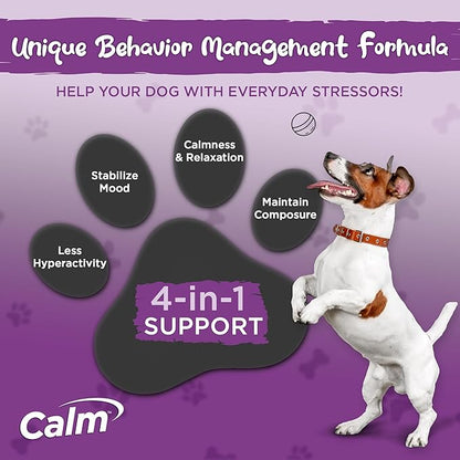 Vital Planet - Calm Soft Chews for Dogs, Promotes Calmness in Stressful Situations with GABA, Colostrum, Valerian, Turmeric, Chamomile, and L-Theanine - 45 Natural Bacon Flavored Soft Chews