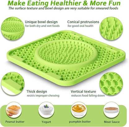 Licking Mat for Dogs Crate,Thicker Large 7.9" Pet Slow Feeder Mats for Relieve Boredom & Anxiety, Bowl Design,Soft & Safe Durable Dog Licking Pad for Training