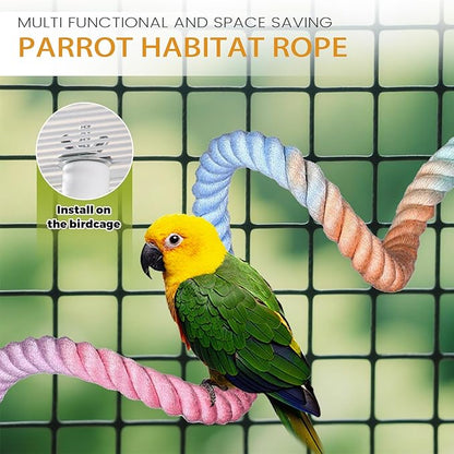 4-Piece Bird Toys for Parrots - 360° Rotating Wooden Perches for Cages, Interactive Bird Cage Accessories with Swing & Ladder, Suitable for Small-Medium Parrots, Parakeets, Cockatiels