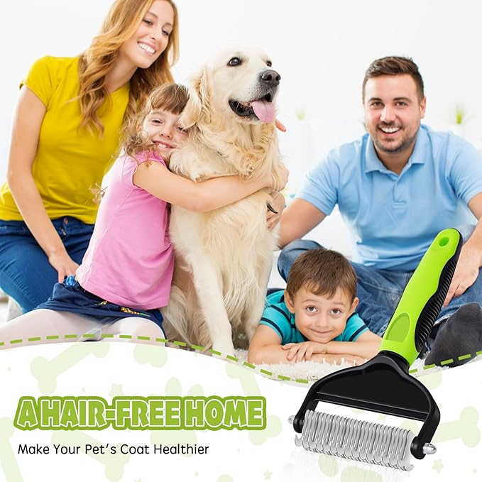 deshedding dog brush,dog grooming supplies,Dematting Comb with 2 Sided Professional Grooming Rake for Cats & Dogs