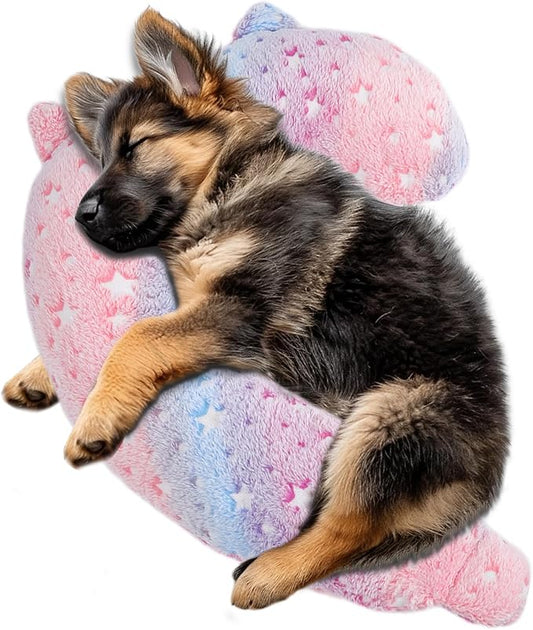 Dog Calming Pillow, Glow in The Dark Dog Put Head on, Soft Question Mark Pillows for Dogs, Kids, Adults, Washable Dog Bed Pillow, Cozy Dog Body Pillow Gifts (L Pink)