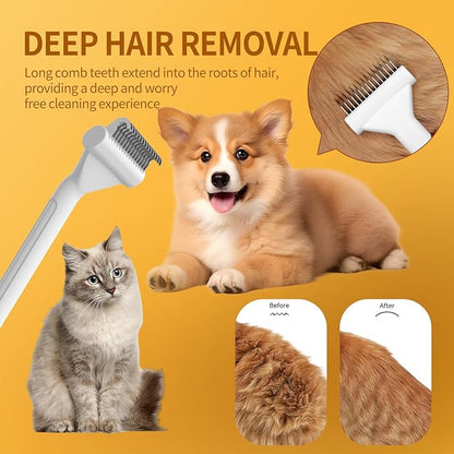 Dog&Cat Hair Grooming Rake Deshedding, Dematting Tool - Undercoat Rake for Dogs, Cats - Extra Wide Dog Grooming Brush,Reduce Shedding by 95%