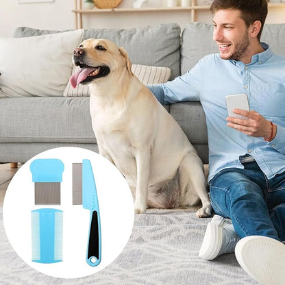 3 Pack Flea & Lice Combs for Dogs, Cats & Small Pets - Grooming Tool for Eye Tear Stains