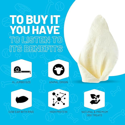 Sitka Farms Whole Cow Ears for Dogs 25 Count- No Hide Dog Chews - Whole Natural Cow Ears Dog Treat for Small, Medium and Large Dogs - Doggie Dental Care - Long Lasting Dog Treats