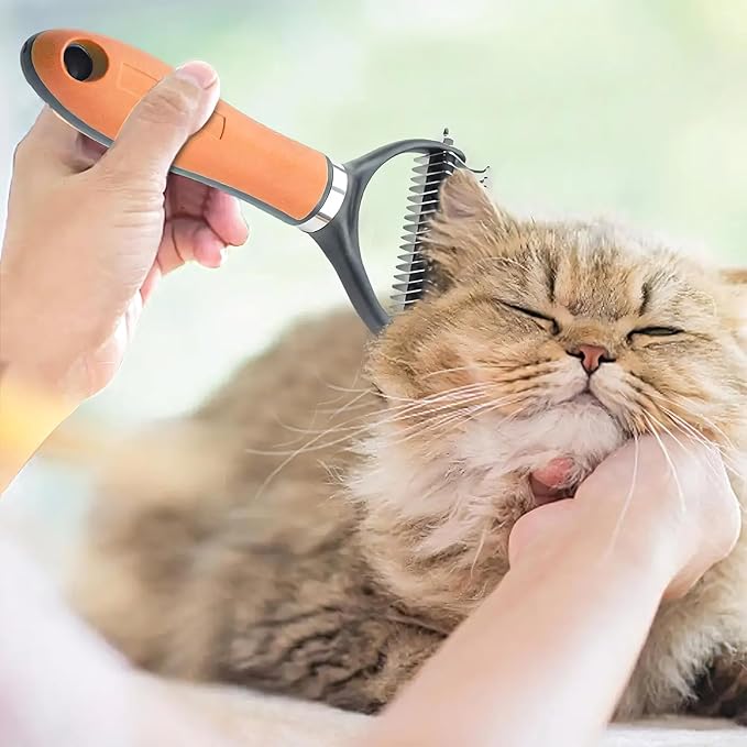 Dog Brush - Shedding Tool for Long-Haired Dogs (Orange)