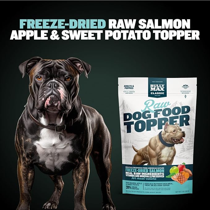 Bully Max Freeze-Dried Raw Dog Food Toppers for Puppies & Adult Dogs - 4 Variety Pack Puppy Treat or Dog Meal Enhancers with Fruits & Veggies - Rich in Vitamins & Minerals for Small & Large Breed Dogs