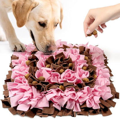 Pet Snuffle Mat for Dogs, Dog Feeding Mat, Nosework Training Mats for Foraging Instinct Interactive Puzzle Toys (Brown&Pink)