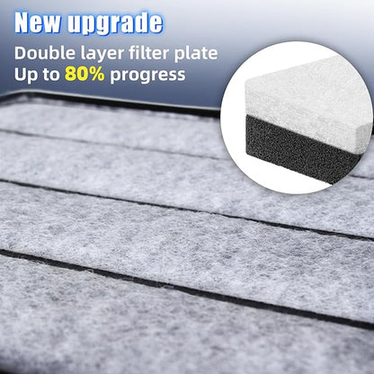 290GPH Turtle Tank Filter for 40-85 Gallon, Turtle Filter Low Water Level Available and Flow Adjustable, Turtle Water Filter for Shrimps Amphibians Turtle Tank Saltwater Freshwater Crystal Clear