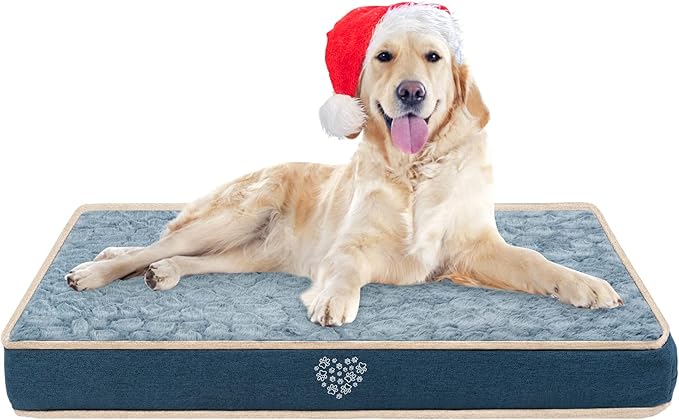 VANKEAN Waterproof Dog Crate Pad Bed Mat Reversible (Warm&Cool), Removable Washable Cover & Waterproof Inner Lining, Pet Crate Mattress for Cats and Dogs, Joint Relief Dog Bed for Crate, Navy