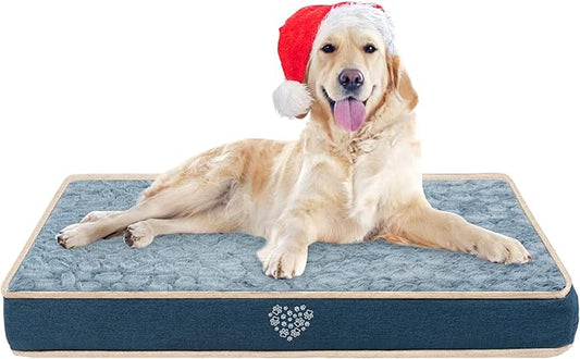 VANKEAN Waterproof Dog Crate Pad Bed Mat Reversible (Warm&Cool), Removable Washable Cover & Waterproof Inner Lining, Pet Crate Mattress for Cats and Dogs, Joint Relief Dog Bed for Crate, Navy