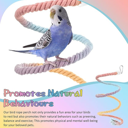 2 Pcs Gradient Bird Rope Perches Birdcage Swing Toy for Parrots Birdcage Cotton Swing Climbing Rope Standing Bungee Toy Accessory for Parrots, Cockatiel, Parakeet, Lovebird, Budgie (59'')