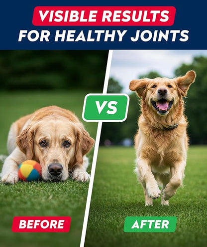 Glucosamine Treats for Dogs - Joint Supplement w/Omega-3 Fish Oil - Chondroitin, MSM - Advanced Mobility Chews - Joint Pain Relief - Hip & Joint Care - Peanut Butter Flavor - 180 Ct - Made in USA