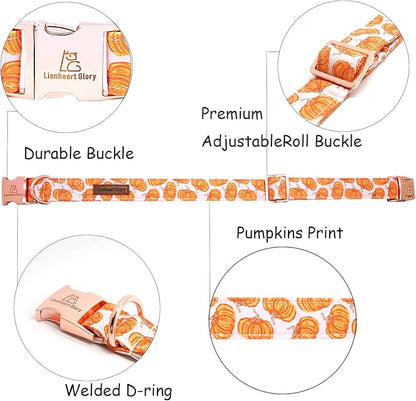 Lionheart glory Halloween Dog Collars Pumpkin Dog Collar Heavy Duty Adjustable Fall Dog Collar for Medium Collar Dog Female or Male Dog Collar