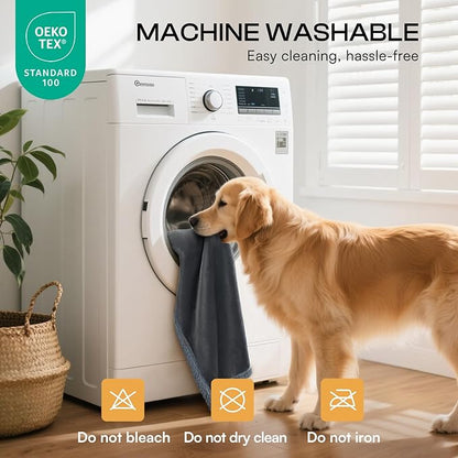 Luciphia Waterproof Bed Blanket Washable,Soft Sherpa Fleece Puppy Reversible Throw Blankets for Small Medium Dog Cat,Furniture Cover Protector Couch Bed from Liquid Pee and Pet Fur, Grey,57" x 40"