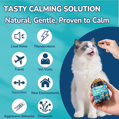 Cat Calming Treats, 500 Crunchy & Creamy Calming Chews for Cats, Natural Calming Cat Treats to Manage Stress & Anxiety, Tasty Calm Chews Supplement, Chicken Flavor