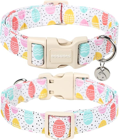 DOGWONG Easter Dog Collar, Colorful Egg Dog Collar Soft Durable Adjustable Costume Cute Easter Puppy Collar for Small Medium Large Dog
