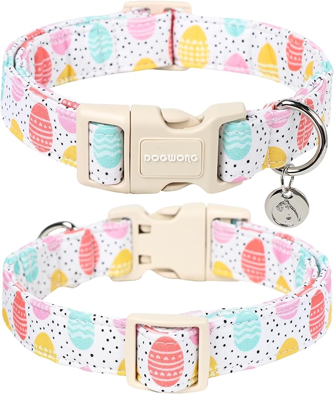 DOGWONG Easter Dog Collar, Colorful Egg Dog Collar Soft Durable Adjustable Costume Cute Easter Puppy Collar for Small Medium Large Dog