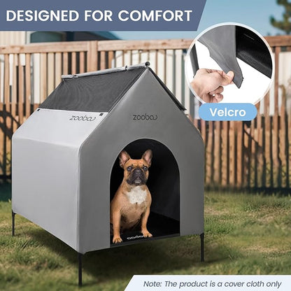 29 Durable Dog House Cover - Waterproof & UV-Resistant 600D Oxford Fabric Canopy for Outdoor Kennels - Cover Only, Fits 36"x30"x44" Houses - Protective Large Breed Shelter Top - Cool Grey