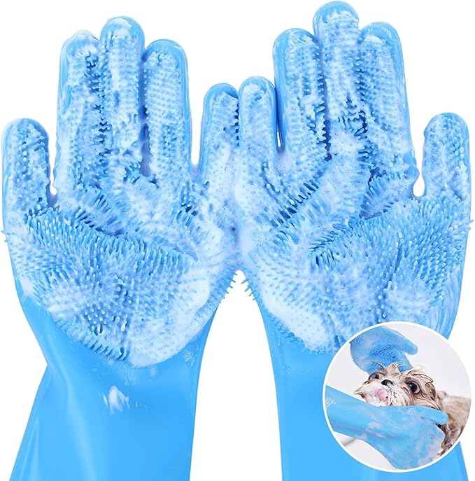 2pcs Dog Washing Gloves and Dog Bath Brush, 2-in-1 pet Shower Set | Suitable for Dogs, Cats, Bath Massage, and pet Grooming