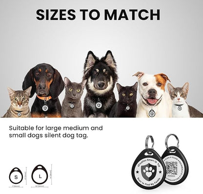 3 Pack Dog Tags Personalized, QR Code Pet ID Tags for Dog Collar, Online Profile, Scan Location Alerts, Black