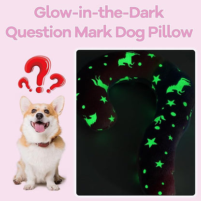 MABOZOO Question Mark Dog Pillow, Pet Pillow Glow in The Dark for Dogs and Cats, Question Shaped Dog Neck Pillow Calming Pillow Pet Calming Toy for Joint Relief Sleeping Improve (Colorful, L)