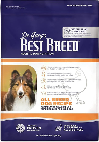 Best Breed Dr. Gary's All Breed Dog Diet Made in USA [Natural Dry Dog Food for All Breeds and Sizes]- 13lbs., Dark Brown (7-53182-95265-9)