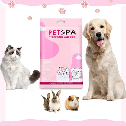6 Pcs Pet Glove Wipes for Dogs and Cat, Cat Wipes Cleaning Fur and Butt, Pet Wipes for Cat and Dogs for Cleaning, Deodorizing, Daily Care, and Travel for Cats and Dogs