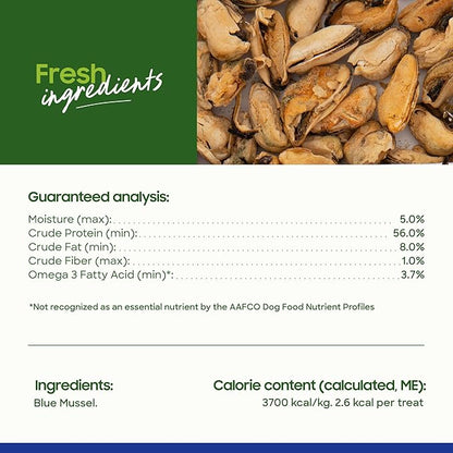 smallbatch Pets Freeze Dried Cat & Dog Treats, 2oz - 100% Blue Mussels, Organic High Protein Treats, Omega 3 Fatty Acids, Gluten Free, Grain Free, Made in The USA, Ethically Sourced, Single Protein
