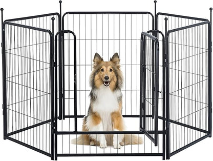 Dog Playpen,Portable Outdoor Dog Fence, Dog Playpen for Large/Medium/Small Dogs, Dog Fences for The Yard,with Doors Foldable Metal (32 inch, 06 Panels)