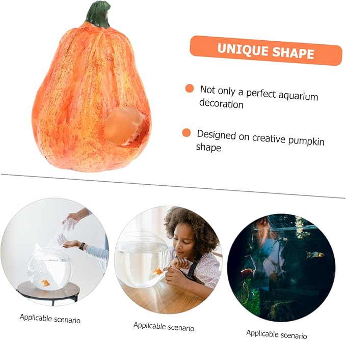 Pumpkin Shaped Aquarium Cave Fish Tank Decor Lovely Garden Landscaping Ornament for Pet Fish Enthusiasts