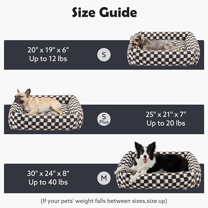 JOEJOY Small Dog Bed for Small Dogs, Rectangle Washable Orthopedic Corduroy Fleece Pet Bed with Removable Zipper Cover, Cute Soft Calming Puppy Bed with Non Skid Bottom