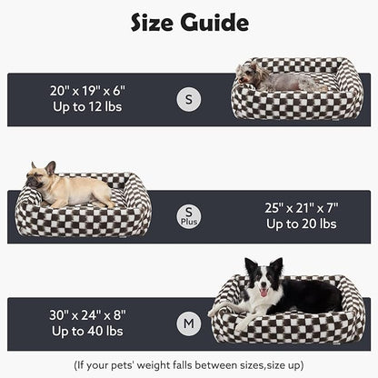 JOEJOY Dog Bed Medium Size Dog, Rectangle Washable Orthopedic Corduroy Fleece Pet Bed with Removable Zipper Cover, Cute Soft Calming Puppy Bed with Non Skid Bottom